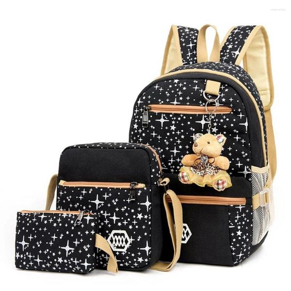 Mochila 3pcs sacos escolares para adolescentes meninas crianças mochilas estudantes crianças mochila conjunto saco de viagem dos desenhos animados urso mochilas