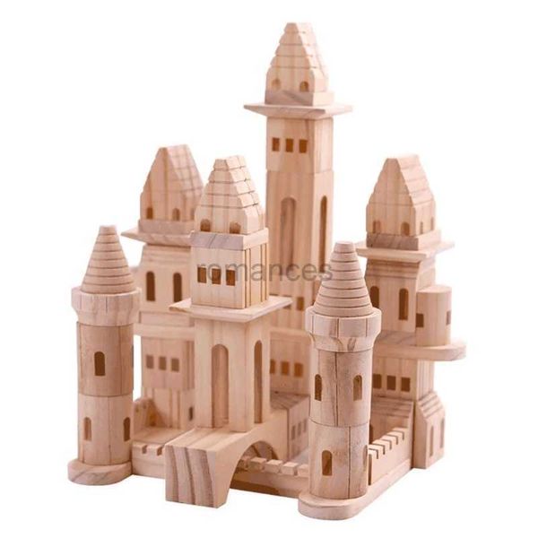 Ordinamento di giocattoli impilabili e impilabili Y55B Giocattoli in legno impilati Montessori 3 4 5 Bambini e neonati di 6 anni Sensor Castle Building Blocks Set da 75 pezzi 24323