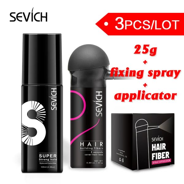 Pflege Sevich 25g Haarfaser + Fixierende Haarspray + Düse Applikator Pumpe Keratin Haar Gebäude Fasern Pulver Haarausfall Produkte Verdickt