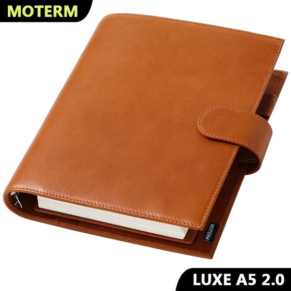 Moterm Full Grain Vegetal Curtido Couro Luxe 20 Série A5 Tamanho Planejador Notebook Agenda Organizador Notepad Journal Sketchbook 230308