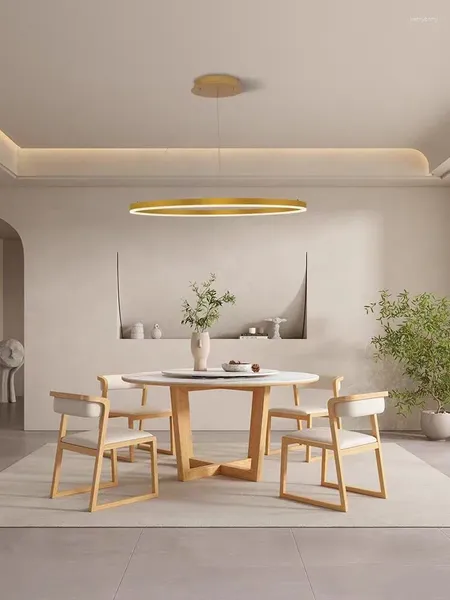 Lampadari 2024 Lampadario moderno minimalista a led Illuminazione domestica Anelli spazzolati Lampada a sospensione in acrilico montata a soffitto Colore caffè nero