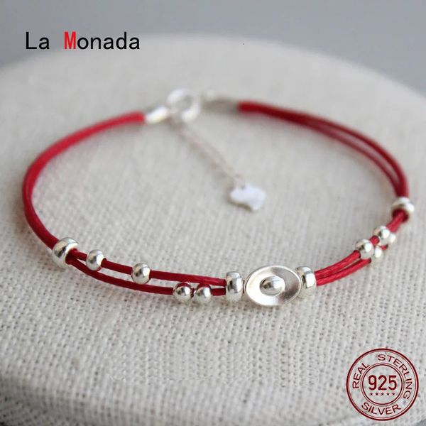 La Monada Lingotes Sorte Fio Vermelho Para Mão 925 Pulseira de Prata Esterlina Fio Vermelho Corda Pulseiras Para Mulheres Prata 925 240320