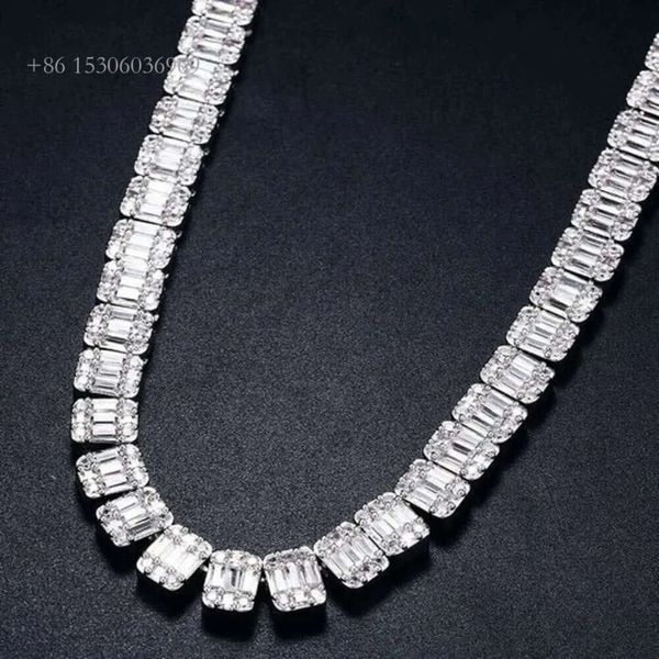 Vvs Moissanite Diamond Sier Materiale 2Mm 3Mm 4Mm 5Mm 6.5Mm Collana con catena a maglie da tennis in pietra per rapper