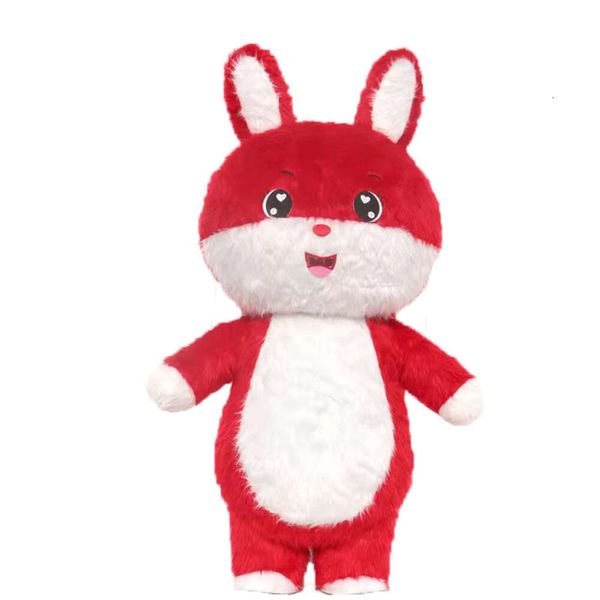 Costumi mascotte 2m / 2.6m Costume adulto divertente lepre rossa Iatable Full Body Costume da mascotte peloso coniglio gonfiabile Costume da coniglietto rosa per eventi