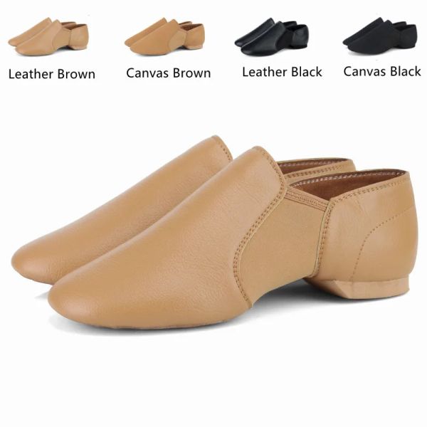 Stivali vera pelle/tela scarpe da ballo jazz tan black gemello slip su scarpe jazz sneaker da ballo oversize per donne donne