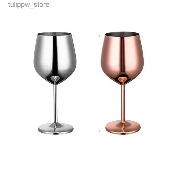 Copos de vinho 200-530ml copo de espelho 304 copo de vinho tinto de aço inoxidável anti quebrar firmware de vidro de vinho durável ferramenta de vara de bebida l240323