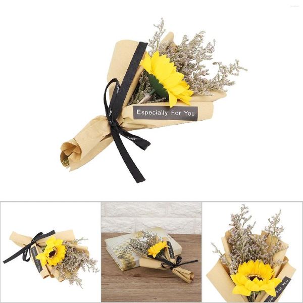 Dekorativer Blumen-Sonnenblumenstrauß, natürliche getrocknete Blumen, Hochzeitsdekoration, Urlaubsgeschenk