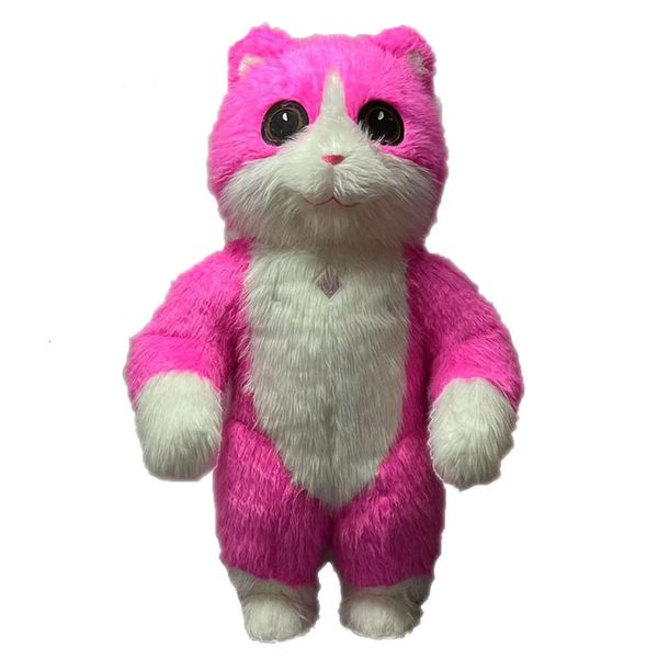 Costumi mascotte gigante 2m / 2.6m gatto rosa vestito di pelliccia itabile adulto corpo intero gonfiabile costume della mascotte carnevale vestito operato personaggio animale