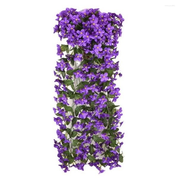 Fiori decorativi Fiore viola artificiale Simulato finto plastica Appeso a parete Seta a prova di acqua Decorazione della stanza della fase di nozze