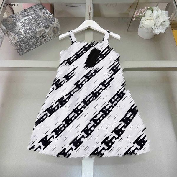 Beliebte Designer Kinder Kleidung Mädchen Camisole Kleider Baby Rock Prinzessin Kleid Größe 90-150 cm Schwarz-Weiß-Streifen-Kinderkleid 24mar
