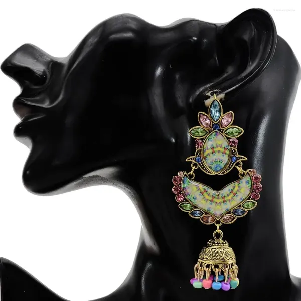 Dangle brincos boêmio tibetano geométrico frisado borla gota étnica esculpida liga para mulheres vintage pedra senhoras cigano jóias