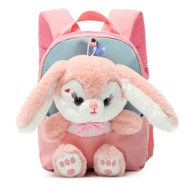 Plüsch 3D Kaninchen Rucksack für Jungen Mädchen Kinder Kinder Schultasche Niedliche Fliege Cartoon Schultaschen Kindergarten Vorschule Baby Tasche 240314