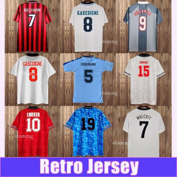 1998 KEEGAN Mens Retro Futebol Jerseys LINEKER SCHOLES SHEARER SHERINGHAM GASCOIGNE LAMPARD Inglaterra Home Away 3ª Camisa de Futebol 28