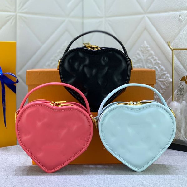 Mini-Handtasche, Liebespaket, Taschen, Handtaschen für Damen in allen Kategorien, Valentinstag-Umhängetasche, aufwendige Geldbörse mit gestickten Logos, weiches, gestepptes Rindsleder