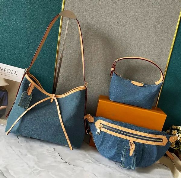 Trend moda denim çanta tasarımcısı tote çanta omuz çantası büyük kapasiteli alışveriş seyahat çantası bumbag eski çiçek lüks vintage omuz çanta tasarımcısı denim çanta