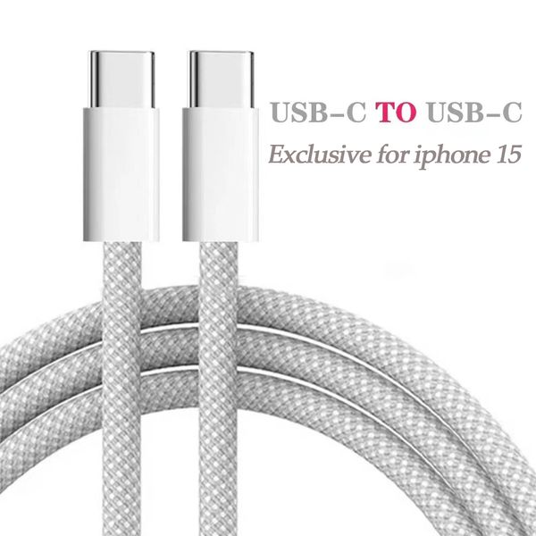 Cavo USB tipo C a USB C da 3 A PD 60 W con ricarica rapida Cavo dati con ricarica rapida OD3.8 da 480 Mbps adatto per iPhone 15 notebook Pro con guarnizione in acciaio dedicata