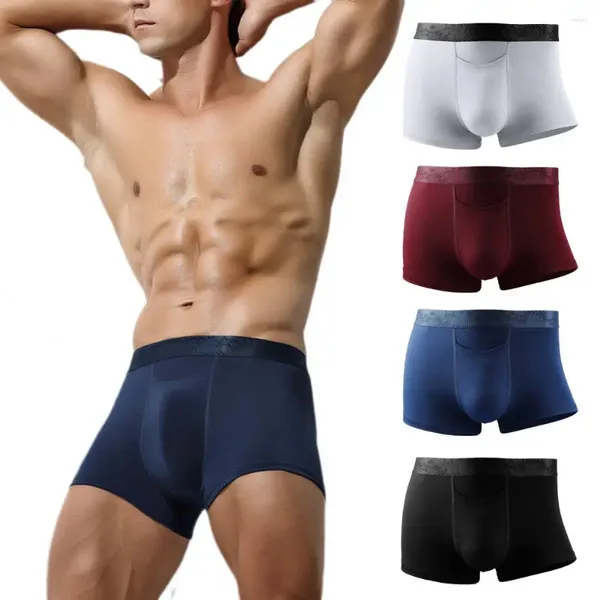 Underpants homens verão fino roupa interior esporte shorts calcinha respirável leve elástico confortável