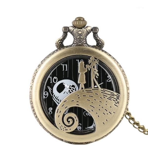 O pesadelo antes do natal jack skellington tim burton filme tema relógios moda relógio de bolso de quartzo colar vintage gift1297p