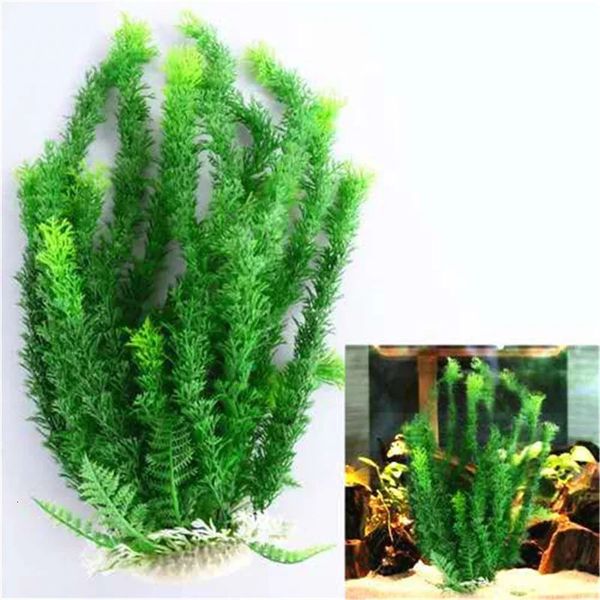 24-52cm grandes plantas de aquário grama de plástico decoração do tanque de peixes artificial falso planta de água ornamentos acessórios de aquário 240305