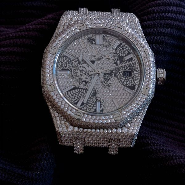 Montre DE Luxe Mens Relógios 41mm 3120 Movimento Mecânico Automático Dragon King Relojes Babysbreath Diamond Watch Relógios de Pulso