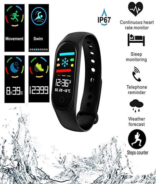 Smart Band Watch Bracelet Bristant Fitness Tracker Tracker Гровный давление монитор сердечного давления M3S Цвет экрана водонепроницаемый для Android iOS P7027798