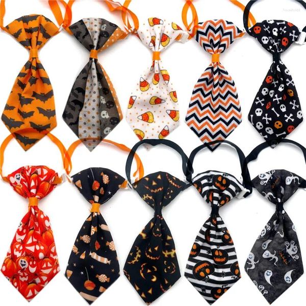 Köpek kıyafetleri 50pcs cadılar bayramı tarzı eğim ties evcil kedi küçük yaka kravatlar köpekler tatil evcil hayvanları tımar aksesuarları