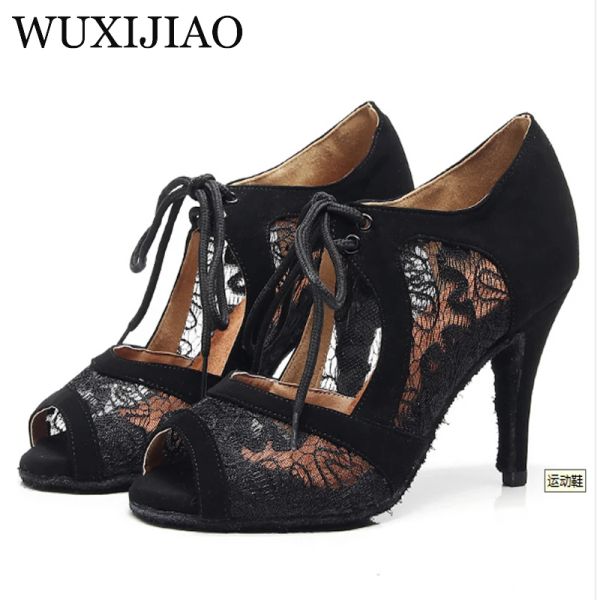 Stivali Wuxijiao Latina Dance Shoes Red and Black For Woman Shoe Dancing Scarpe Salsa Performance Dance Scarpe Tacco 8.5/10 cm