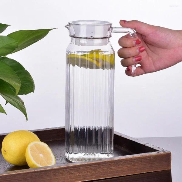 Bottiglie d'acqua Set di 2 caraffe in vetro con beccuccio antigoccia per frigorifero, caraffa per alimenti, caffè, latte, succo