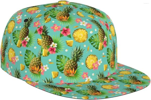 Бейсбольные кепки с тропическим ананасом и цветочным узором, плоская шляпа с козырьком, бейсболка унисекс Snapback, стиль хип-хоп, козырек, пустой регулируемый B