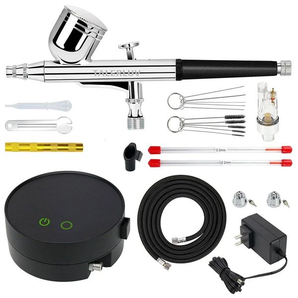 Einstellbares PSI Airbrush-Set DualAction-Sprühpistole mit Reinigung zum Schminken, Malen, Kuchen, Schuhen, Tätowieren, Nagelmodellieren 240318