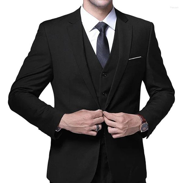 Herrenanzüge Blazer Schwarz Business Party Männer Dreiteilig One Button Trim Fit Maßgeschneiderte Bräutigam Smoking Jacke Hosen Weste Drop Lieferung Dhua4