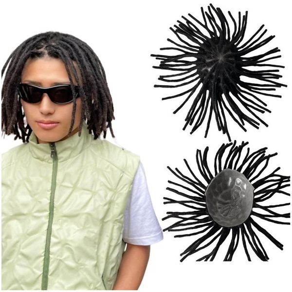 Herren-Kinderperücken, 20,3 cm, indischer Jungfrau-Menschenhaar-Ersatz, schwarze Farbe, Dreadlocks-Toupet, 8 x 10 FL-Hauteinheit für Männer, Drop-Lieferung, Otfs2