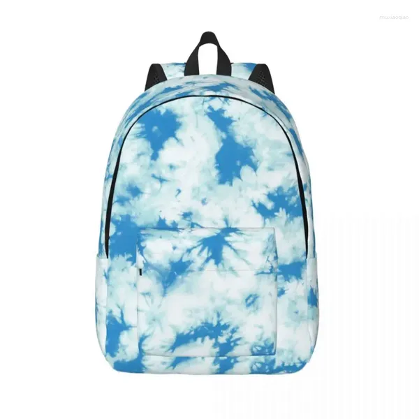 Sacos de armazenamento Tie Dye Céu Azul Mochila para Homens Mulheres Casual High School Work Daypack College Canvas Presente