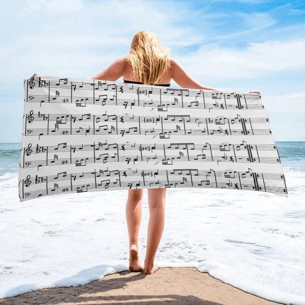 Asciugamano Tab Nota musicale Nero Bianco Bagno assorbente da spiaggia in microfibra per donne e bambini Asciugamani morbidi ad asciugatura rapida