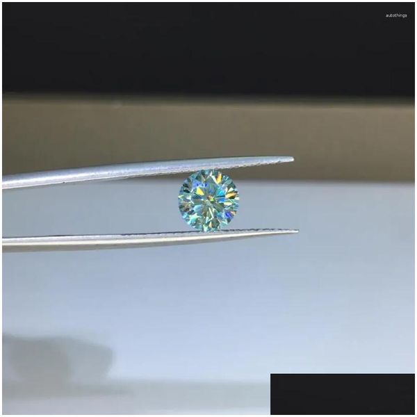 Diamanti sciolti 1 ct Vvs1 Moissanite blu Taglio eccellente rotondo Test di diamante D Colore Zaffiro Pietra per anelli di fidanzamento Drop Delive Otfl6
