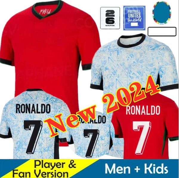 2024 Portekiz Ronaldo B.Fernandes Futbol Formaları Milli Takım Euro Kupası Bruno Fernandes Joao Felix Ronaldo Bernardo Diogo J. Pepe Futbol Gömlek Kitleri Çorap Tam Setler