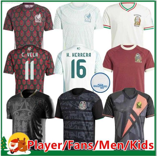 2024 Meksika Futbol Forması H. Losano Chicharito G Dos Santos C. Vela 24 25 Erkek Kadın Çocuk Kiti Spor Futbol Gömlek Setleri Meksika Evi Uzakta Uform Goa