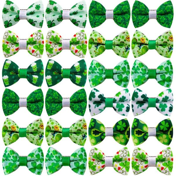 Hundebekleidung 100 Stück ST Patrick's Supplies Pet Hiar Bows Grün Kleine Katzenhaar-Accessoires Clip-Pflegeprodukte