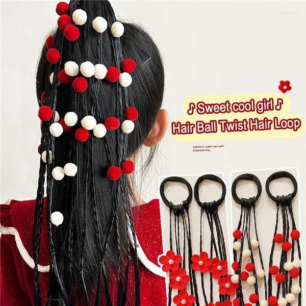 Haarschmuck, niedliche Mädchen-Perücken, Pferdeschwanz-Stirnbänder, Kinder-elastischer Punkt, Blumenband, einfacher Gummi-Twist-Geflecht-Seil-Kopfschmuck