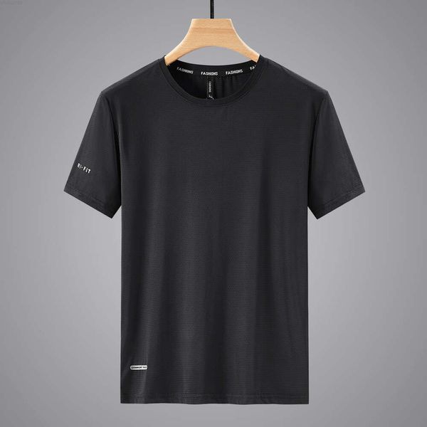 Camiseta de secagem rápida de seda gelada masculina verão meia manga top plus tamanho gordo homem legal manga curta wutz {categoria}