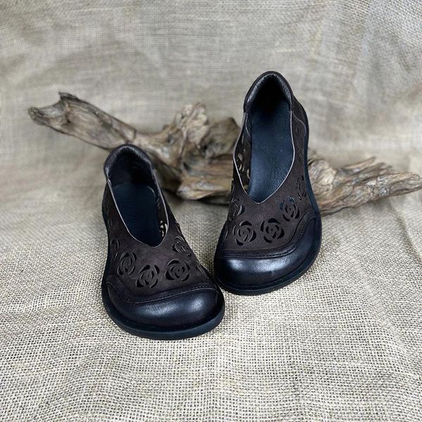 Scarpe casual Birkuir Originali retrò appartamenti da donna in vera pelle morbida di lusso cava tacco basso madre mocassini da donna