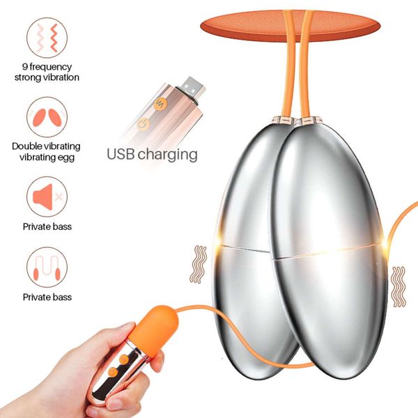 Uova/proiettili Palline vaginali Vibratore proiettile Doppio uovo vibrante Metallo Multi velocità Telecomando G-Spot Masturbazione Dildo Giocattoli sessuali per donne