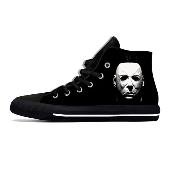 Sapatos Michael myers halloween horror assustador moda de moda casual sapatos de pano alto alto top lightweight respirável 3d impressão homens tênis