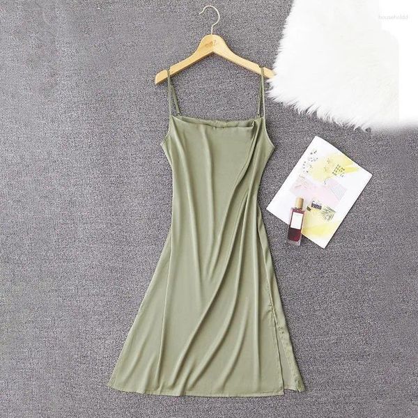 Kadınların Sijim Seksi Nightdress Giyim Elbisesi Kadın İpeksi Saten Kemez Nightgown Straps Yaz Mini Uyku Elbisesi Loungewear