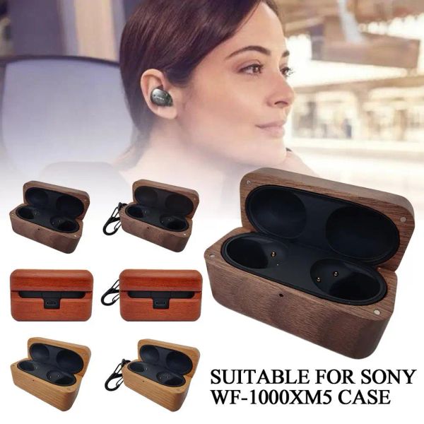 Zubehör für Sony WF1000XM5 Hülle Bluetooth Headset Massivholz Schutzhülle Wireless Case Ohr Holzhülle Echt X6R5