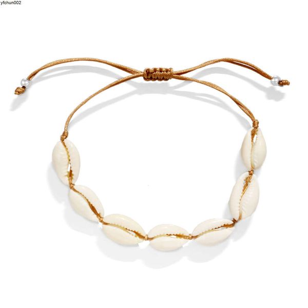 Pulseira de praia feita à mão em concha branca estilo natural mais vendida ajustável Ns6q