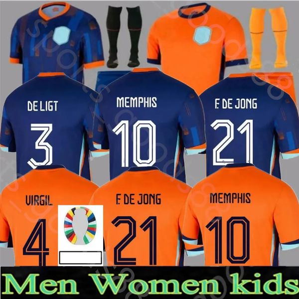 2024 Memphis Soccer Holland Club Jersey Jong Virgil Dumfries Bergvijn Niederlande Shirt Klaassen Blind de Ligt Männer Fans Spieler Version Frauen