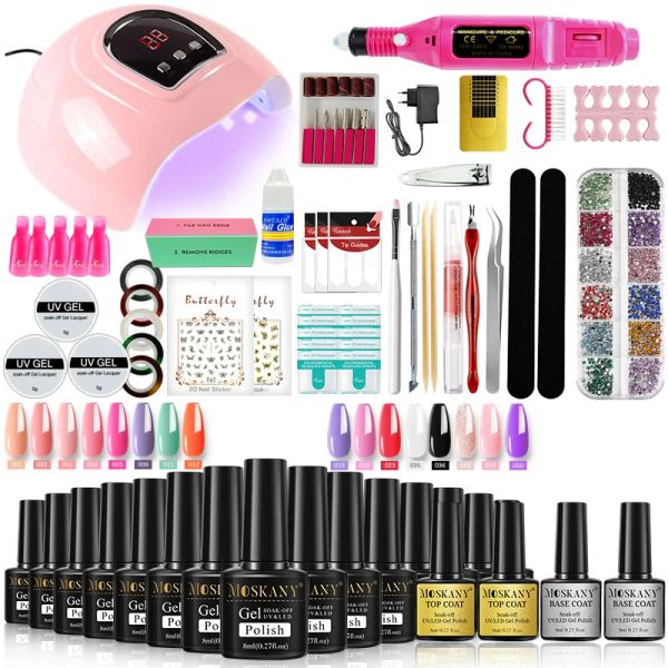 Kit MOSKANY Set professionale per unghie Kit gel per unghie con lampada UV per unghie 120W/54W e trapano per unghie per tutti i set di manicure per smalto gel per unghie