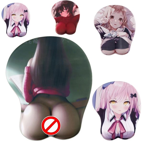 Cuscinetti personalizzati fai da te Anime sexy seno mouse pad 3D carino manga pad con polso morbido gel di silicone tette tappetino hot desk tappeto tavolo cuscino per PC