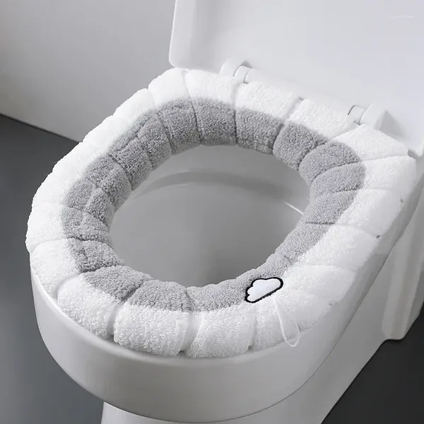 Coprisedili per WC Custodia in peluche addensato Cuscino caldo Copertura universale Bagno invernale riutilizzabile